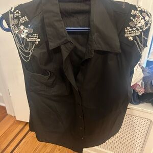 Elegant Black Embellished Blouse